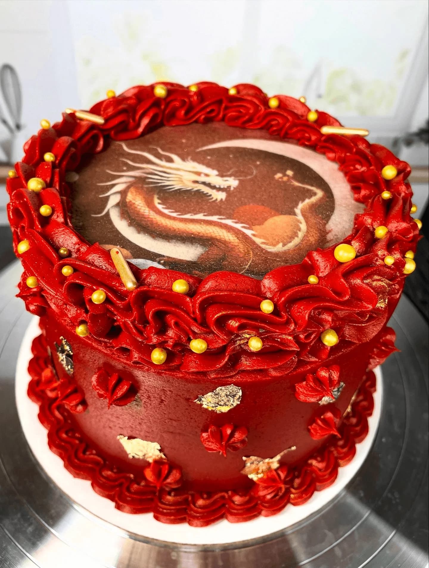 Chinese dragon themed cake for Lunar New Year celebration