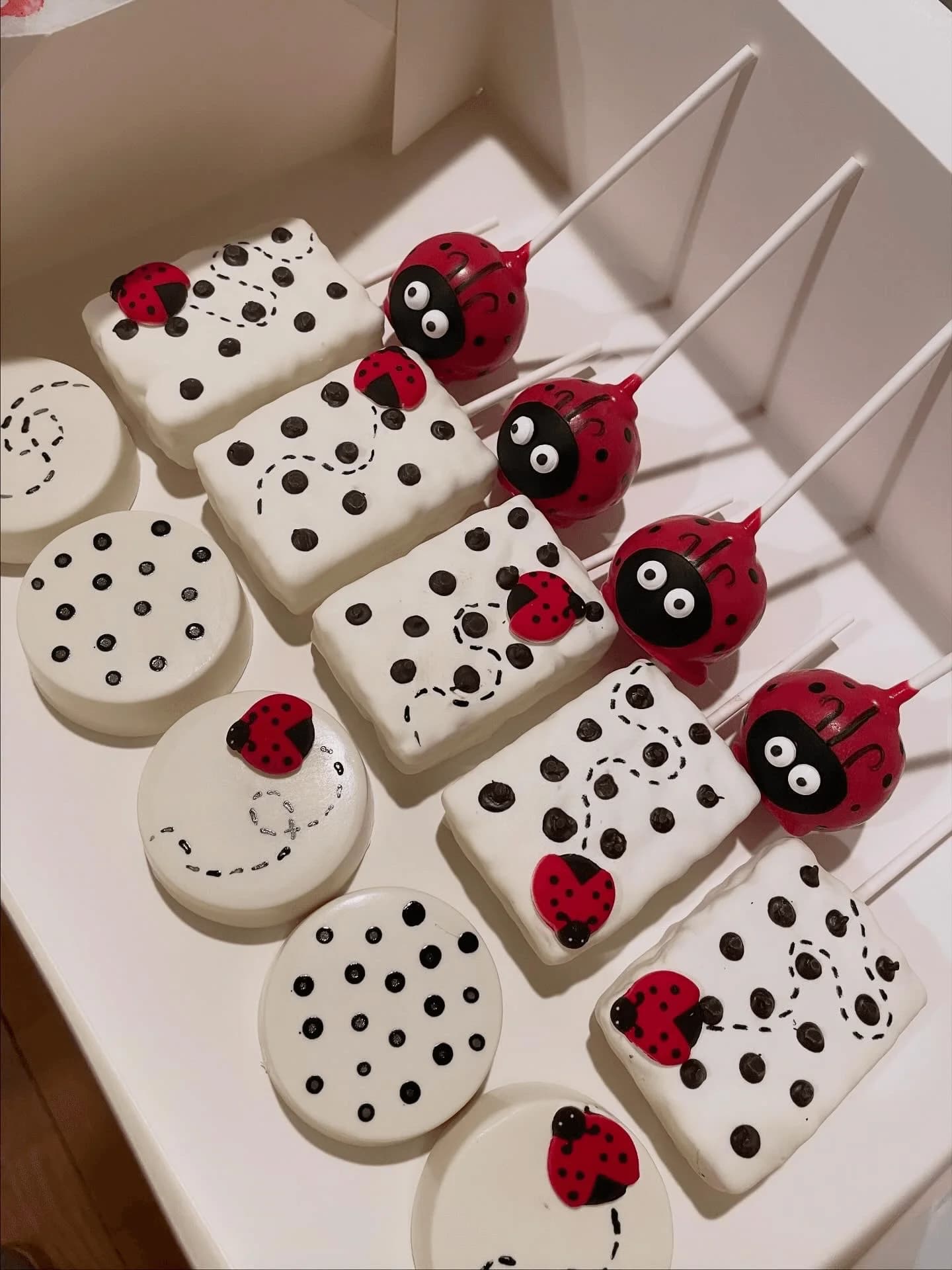 Ladybug themed chocolate dipped treats assortment